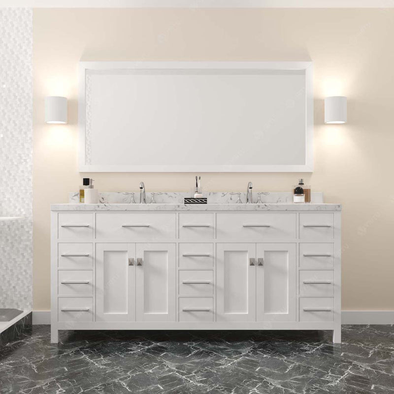 Modern Fittings Caroline Parkway 72" Double Bath Vanity with Cultured Marble Quartz Top and Round Sinks