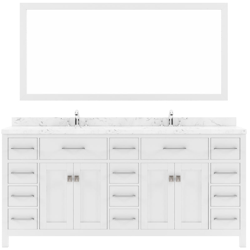 Modern Fittings Caroline Parkway 72" Double Bath Vanity with Cultured Marble Quartz Top and Round Sinks