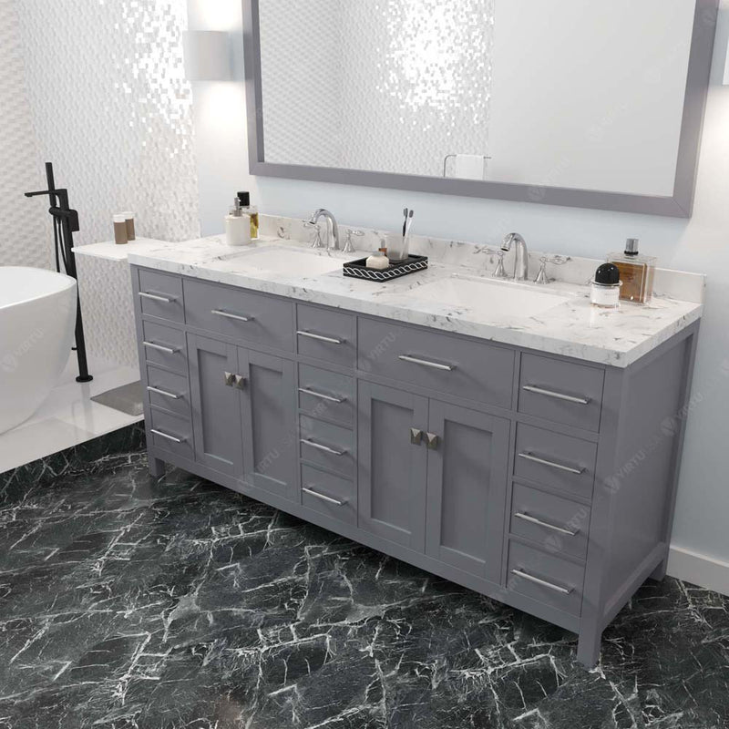 Modern Fittings Caroline Parkway 72" Double Bath Vanity with Cultured Marble Quartz Top and Square Sinks