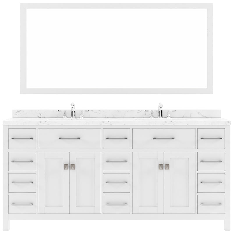 Modern Fittings Caroline Parkway 72" Double Bath Vanity with Cultured Marble Quartz Top and Square Sinks