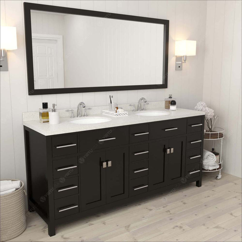 Modern Fittings Caroline Parkway 72" Double Bath Vanity with Quartz Top and Round Sinks Faucets