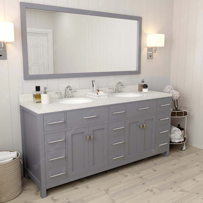 Modern Fittings Caroline Parkway 72" Double Bath Vanity with Quartz Top and Round Sinks