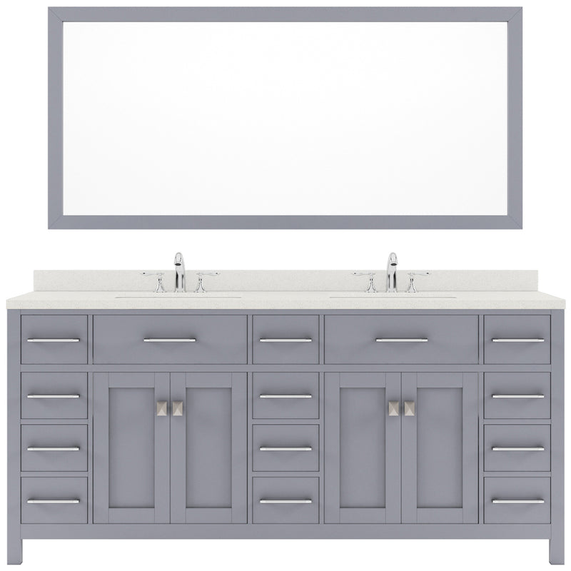 Modern Fittings Caroline Parkway 72" Double Bath Vanity with Quartz Top and Round Sinks Faucets