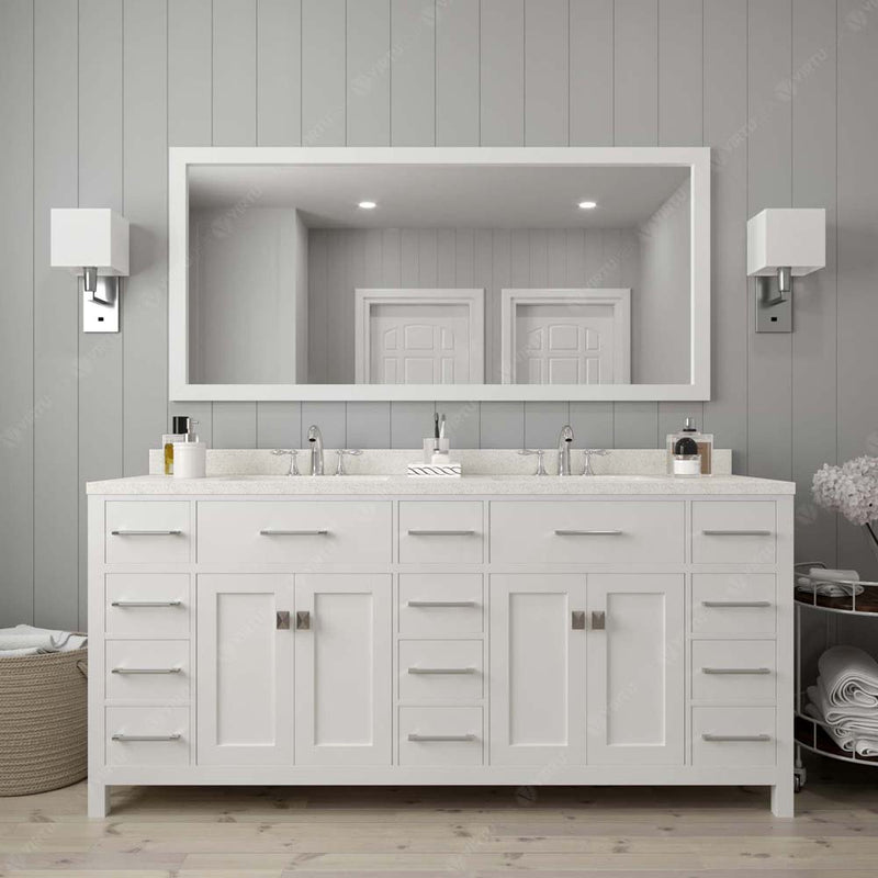 Modern Fittings Caroline Parkway 72" Double Bath Vanity with Quartz Top and Round Sinks Faucets