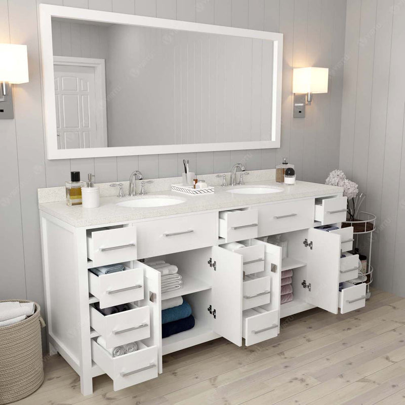 Modern Fittings Caroline Parkway 72" Double Bath Vanity with Quartz Top and Round Sinks