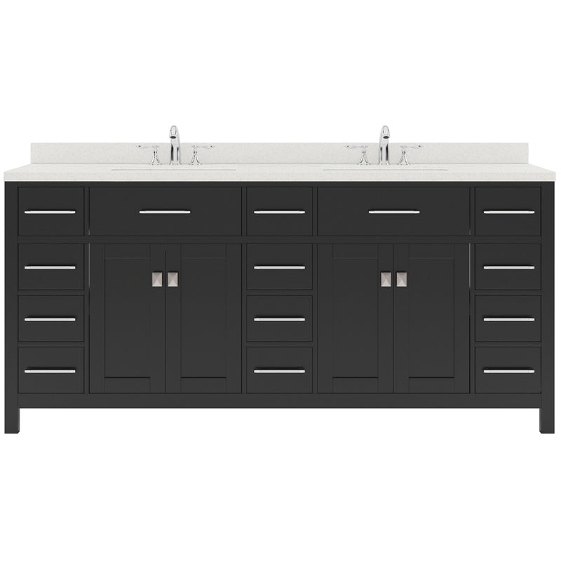 Modern Fittings Caroline Parkway 72" Double Bath Vanity with Quartz Top and Square Sinks