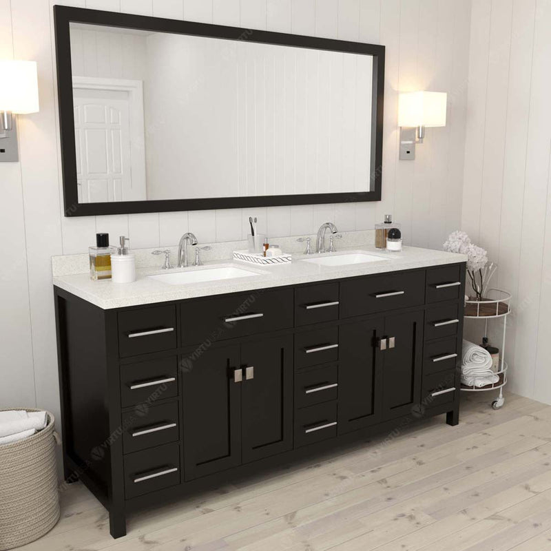 Modern Fittings Caroline Parkway 72" Double Bath Vanity with Quartz Top and Square Sinks Faucets