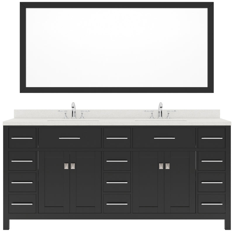 Modern Fittings Caroline Parkway 72" Double Bath Vanity with Quartz Top and Square Sinks