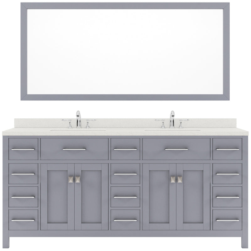 Modern Fittings Caroline Parkway 72" Double Bath Vanity with Quartz Top and Square Sinks