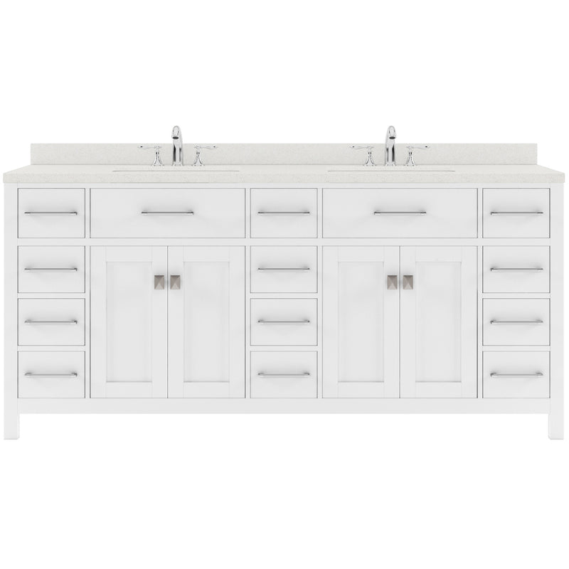 Modern Fittings Caroline Parkway 72" Double Bath Vanity with Quartz Top and Square Sinks