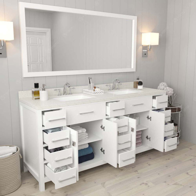 Modern Fittings Caroline Parkway 72" Double Bath Vanity with Quartz Top and Square Sinks Faucets