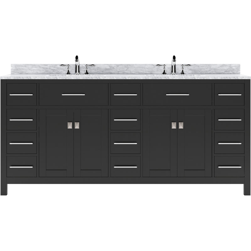 Modern Fittings Caroline Parkway 72" Double Bath Vanity with Marble Top and Round Sinks