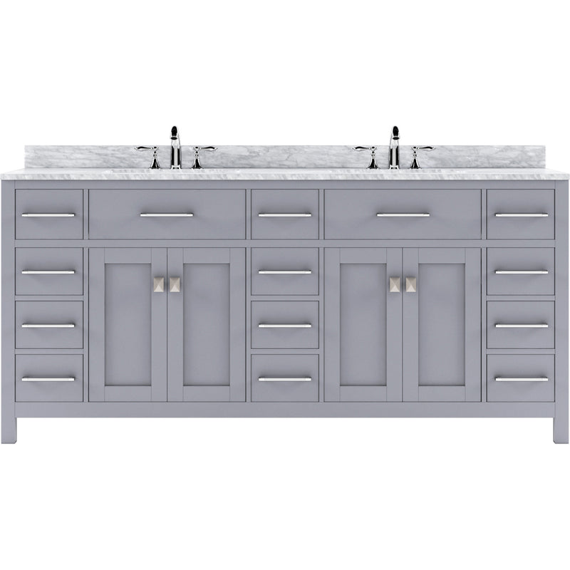 Modern Fittings Caroline Parkway 72" Double Bath Vanity with Marble Top and Round Sinks