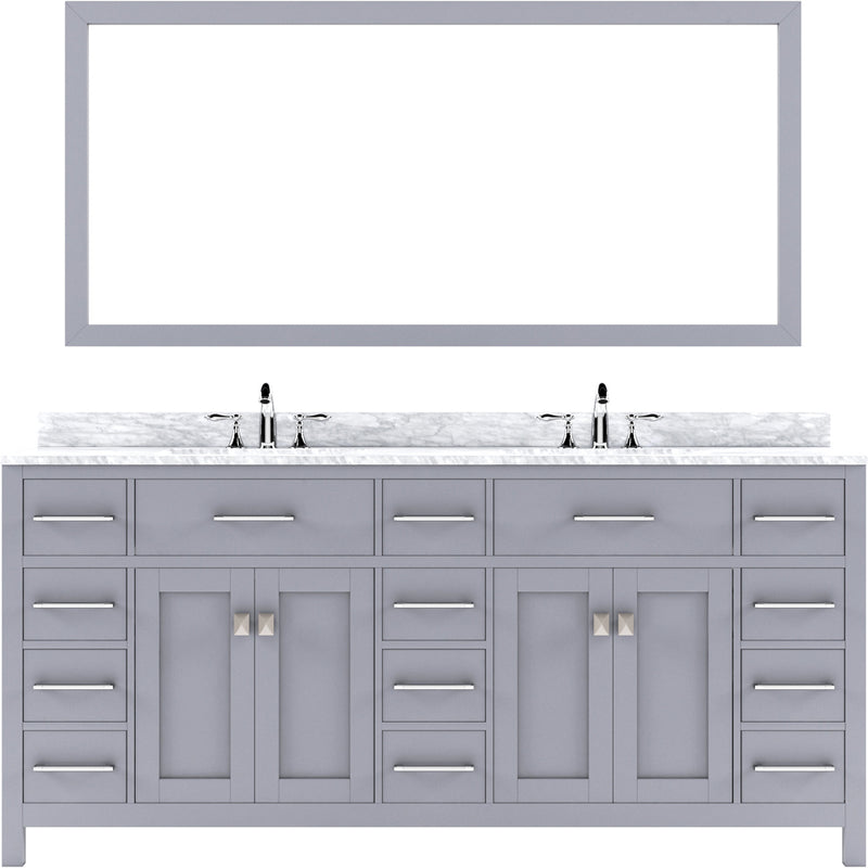 Modern Fittings Caroline Parkway 72" Double Bath Vanity with Marble Top and Round Sinks Faucets