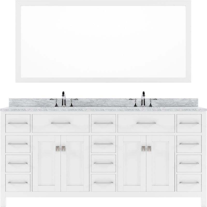 Modern Fittings Caroline Parkway 72" Double Bath Vanity with Marble Top and Round Sinks Faucets