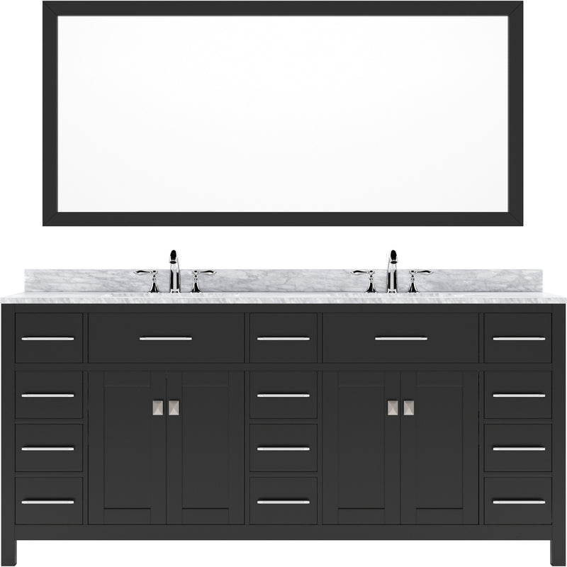 Modern Fittings Caroline Parkway 72" Double Bath Vanity with Marble Top and Square Sinks