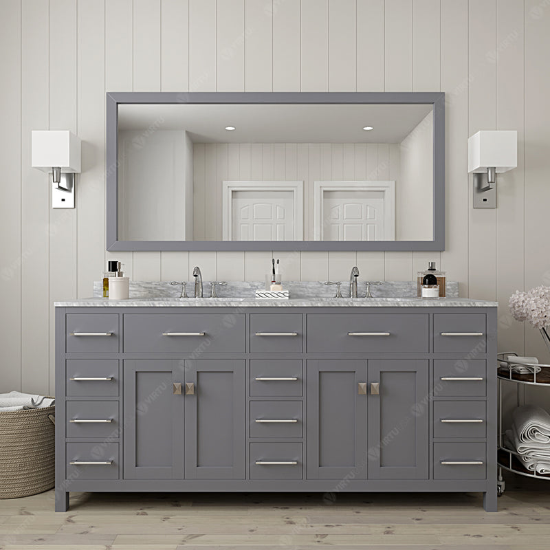 Modern Fittings Caroline Parkway 72" Double Bath Vanity with Marble Top and Square Sinks Faucets