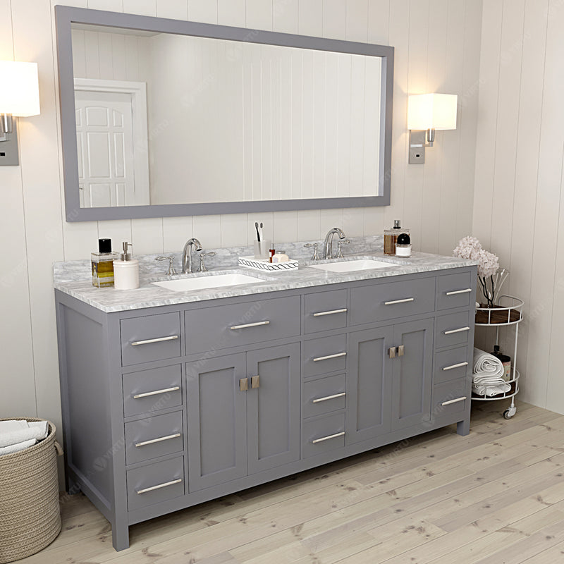 Modern Fittings Caroline Parkway 72" Double Bath Vanity with Marble Top and Square Sinks Faucets