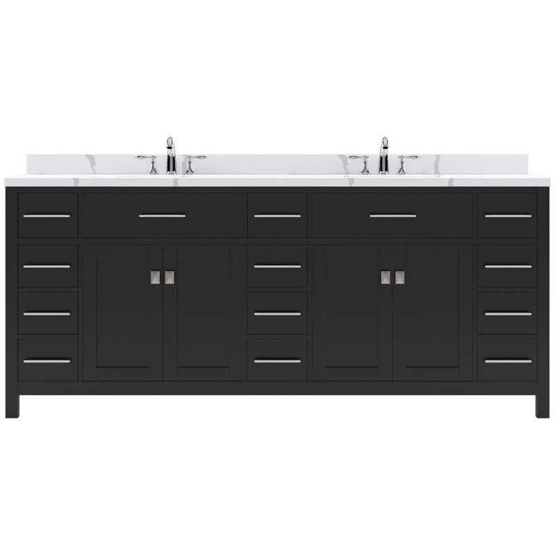 Modern Fittings Caroline Parkway 78" Double Bath Vanity with Calacatta Quartz Top and Round Sinks