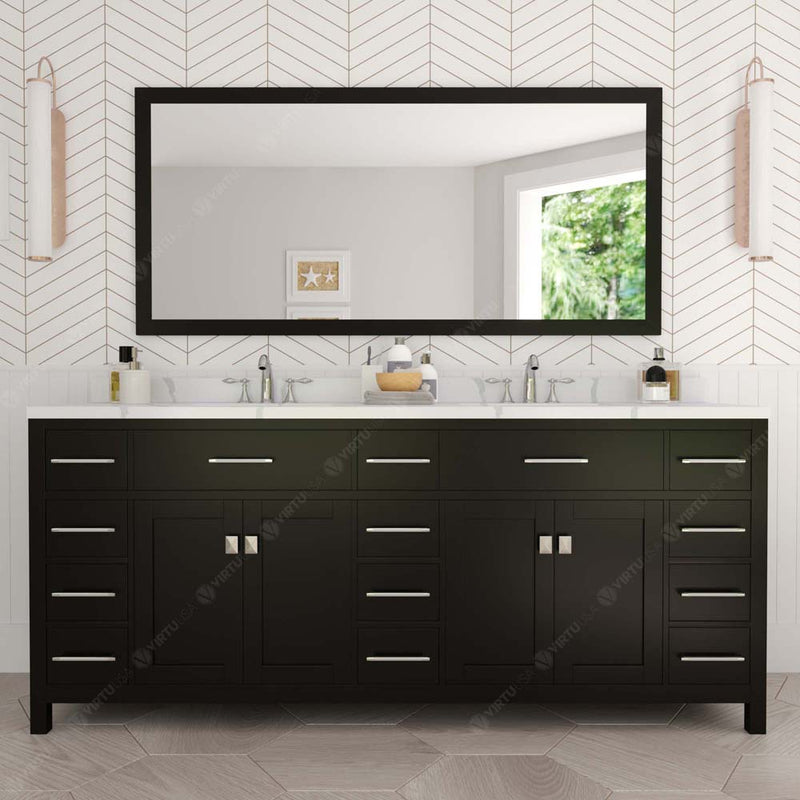 Modern Fittings Caroline Parkway 78" Double Bath Vanity with Calacatta Quartz Top and Round Sinks