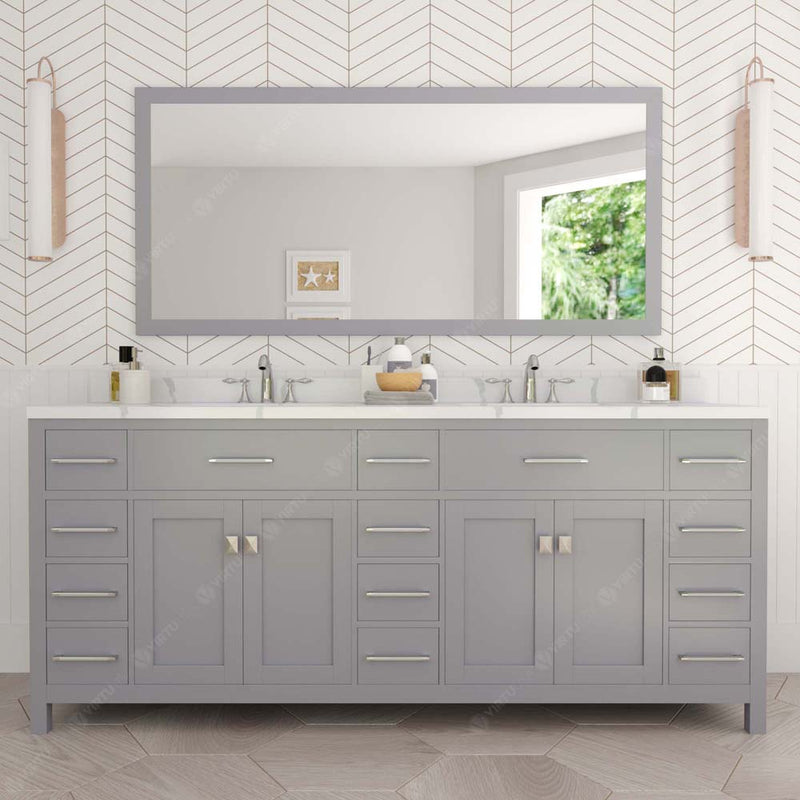 Modern Fittings Caroline Parkway 78" Double Bath Vanity with Calacatta Quartz Top and Round Sinks