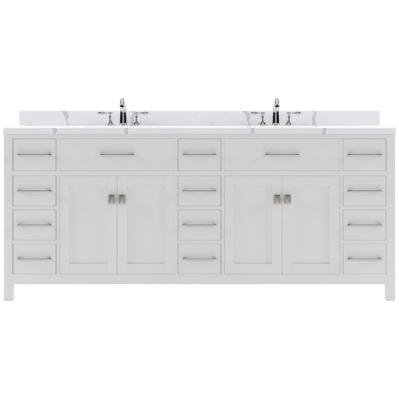 Modern Fittings Caroline Parkway 78" Double Bath Vanity with Calacatta Quartz Top and Round Sinks