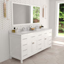 Modern Fittings Caroline Parkway 78" Double Bath Vanity with Calacatta Quartz Top and Round Sinks