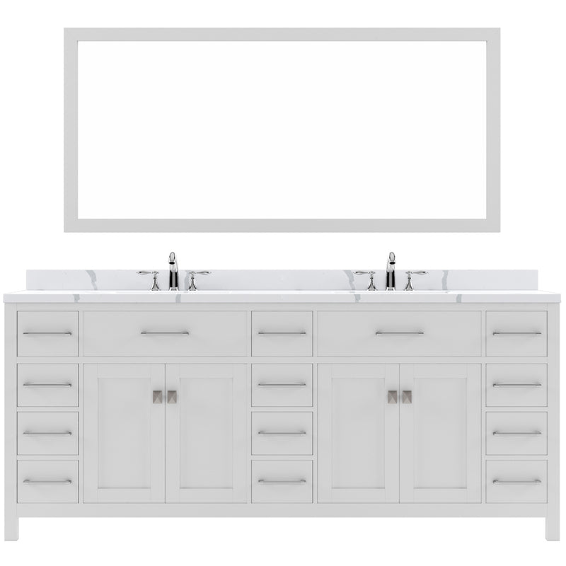 Modern Fittings Caroline Parkway 78" Double Bath Vanity with Calacatta Quartz Top and Round Sinks