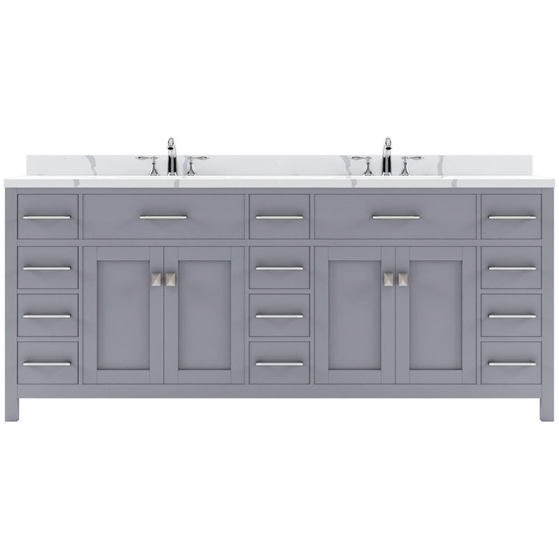 Modern Fittings Caroline Parkway 78" Double Bath Vanity with Calacatta Quartz Top and Square Sinks