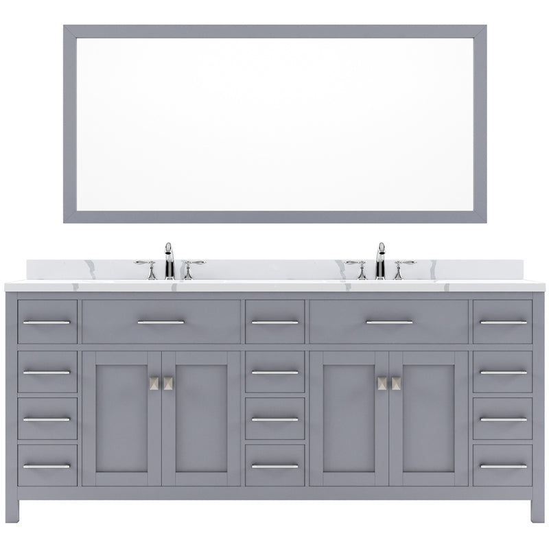 Modern Fittings Caroline Parkway 78" Double Bath Vanity with Calacatta Quartz Top and Square Sinks