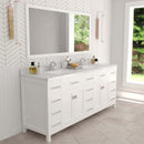 Modern Fittings Caroline Parkway 78" Double Bath Vanity with Calacatta Quartz Top and Square Sinks Faucets