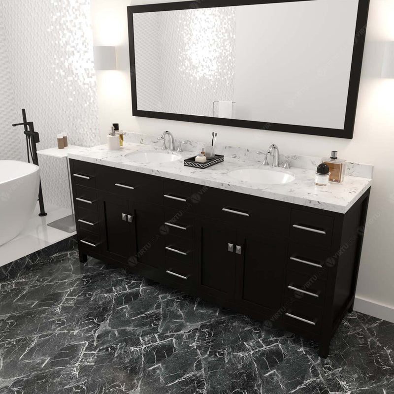 Modern Fittings Caroline Parkway 78" Double Bath Vanity with Cultured Marble Quartz Top and Round Sinks