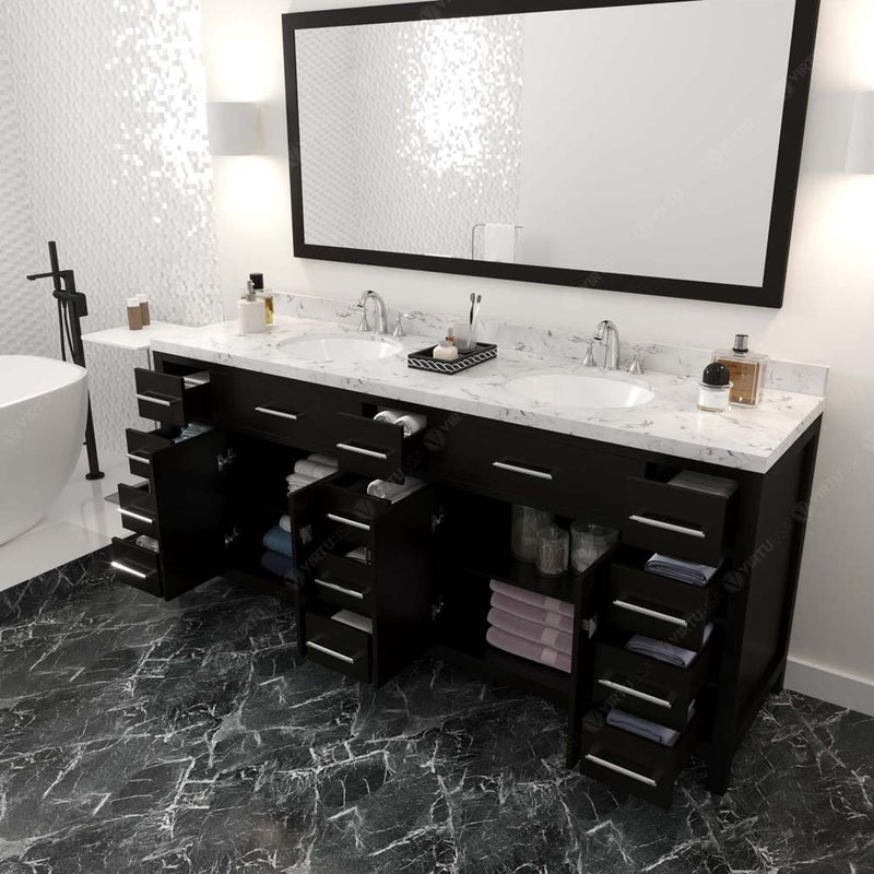 Modern Fittings Caroline Parkway 78" Double Bath Vanity with Cultured Marble Quartz Top and Round Sinks