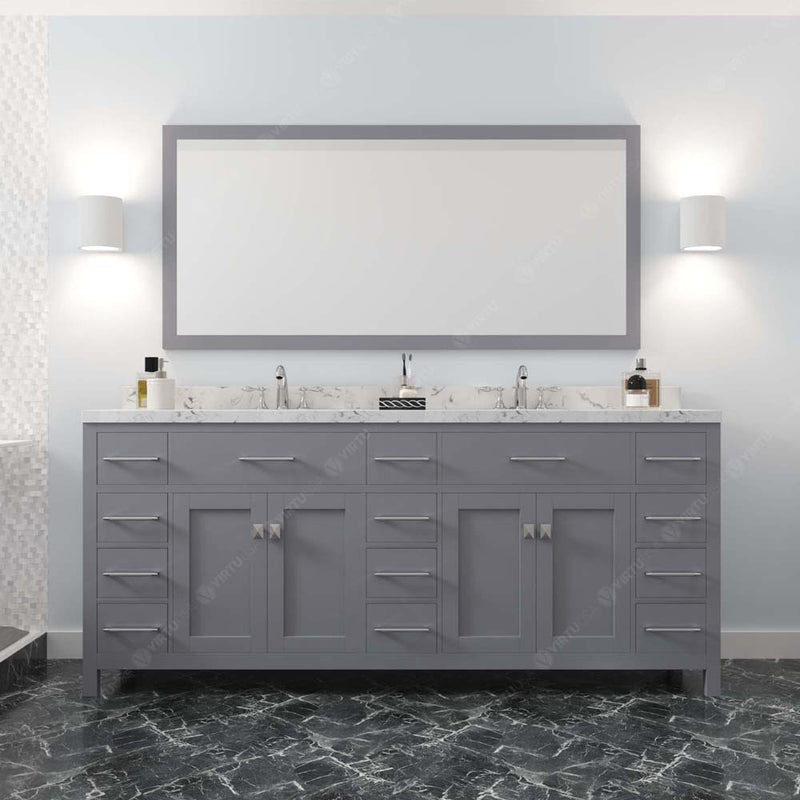 Modern Fittings Caroline Parkway 78" Double Bath Vanity with Cultured Marble Quartz Top and Round Sinks