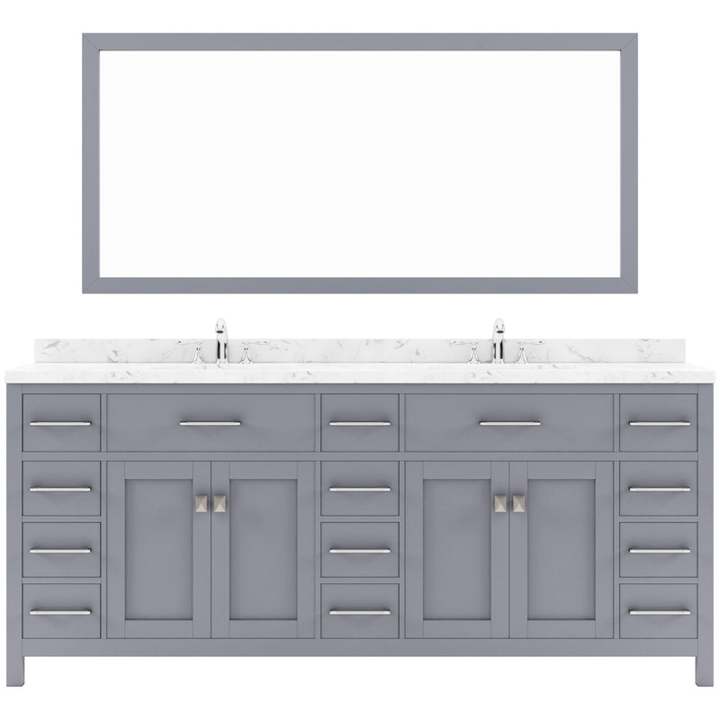 Modern Fittings Caroline Parkway 78" Double Bath Vanity with Cultured Marble Quartz Top and Round Sinks