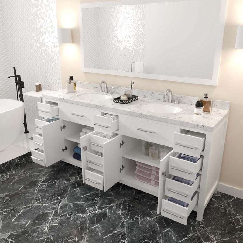 Modern Fittings Caroline Parkway 78" Double Bath Vanity with Cultured Marble Quartz Top and Round Sinks