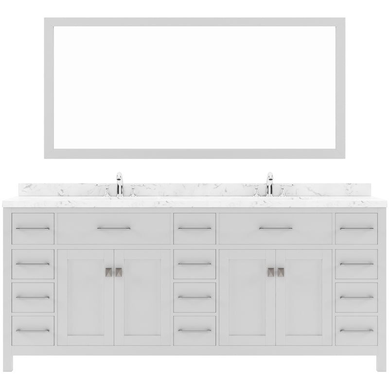 Modern Fittings Caroline Parkway 78" Double Bath Vanity with Cultured Marble Quartz Top and Round Sinks Faucets