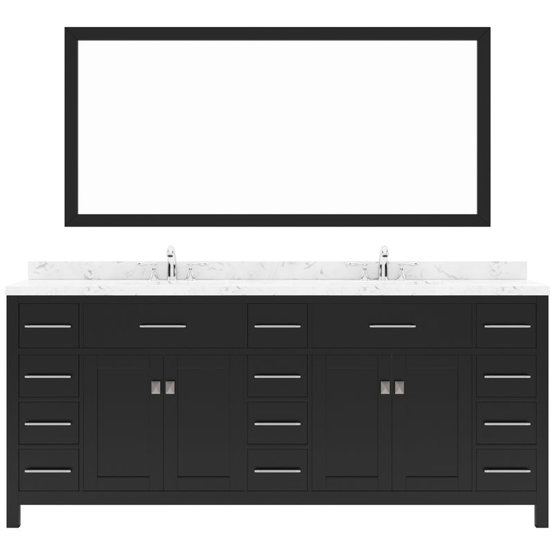 Modern Fittings Caroline Parkway 78" Double Bath Vanity with Cultured Marble Quartz Top and Square Sinks Faucets