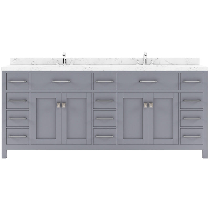 Modern Fittings Caroline Parkway 78" Double Bath Vanity with Cultured Marble Quartz Top and Square Sinks