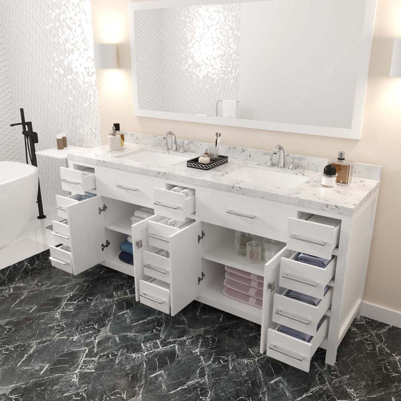 Modern Fittings Caroline Parkway 78" Double Bath Vanity with Cultured Marble Quartz Top and Square Sinks