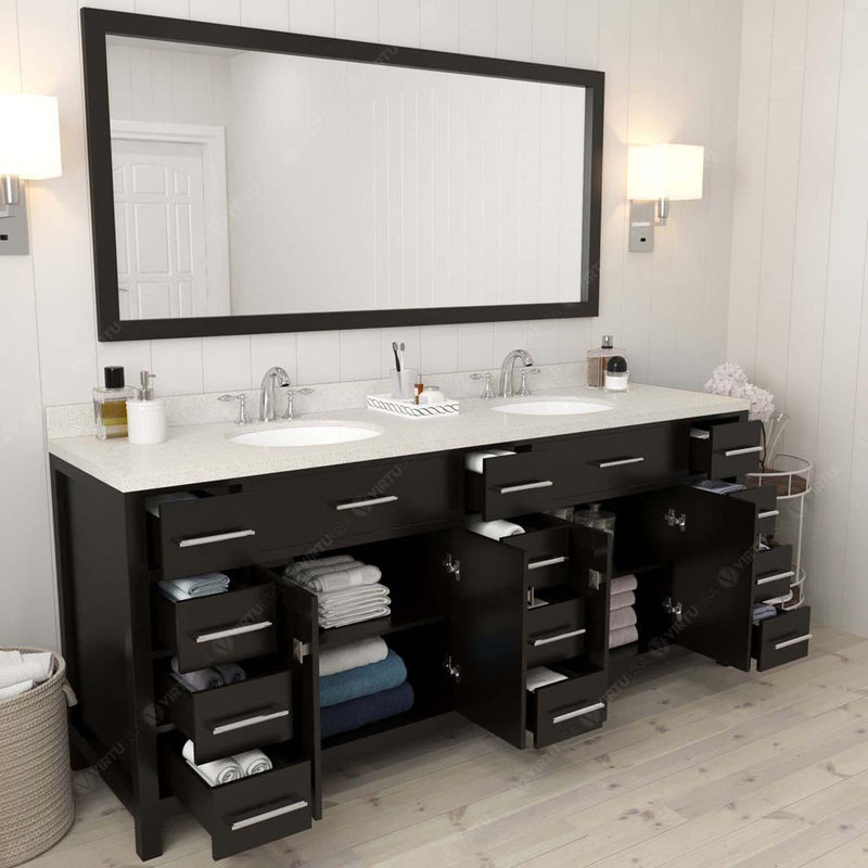 Modern Fittings Caroline Parkway 78" Double Bath Vanity with Quartz Top and Round Sinks Faucets