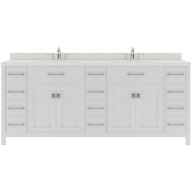 Modern Fittings Caroline Parkway 78" Double Bath Vanity with Quartz Top and Round Sinks