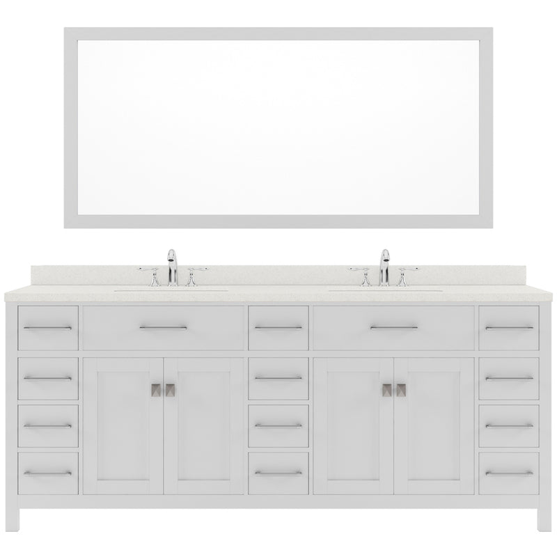 Modern Fittings Caroline Parkway 78" Double Bath Vanity with Quartz Top and Round Sinks Faucets