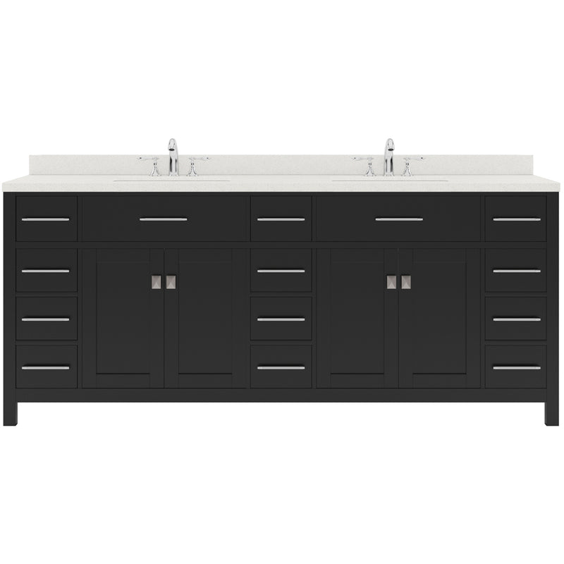 Modern Fittings Caroline Parkway 78" Double Bath Vanity with Quartz Top and Square Sinks