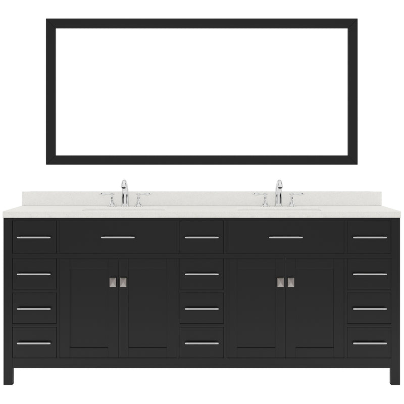 Modern Fittings Caroline Parkway 78" Double Bath Vanity with Quartz Top and Square Sinks Faucets