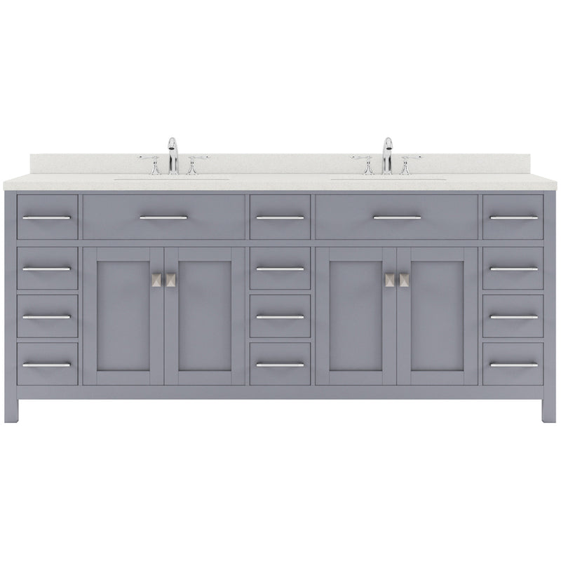 Modern Fittings Caroline Parkway 78" Double Bath Vanity with Quartz Top and Square Sinks