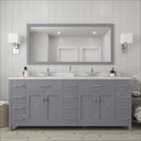 Modern Fittings Caroline Parkway 78" Double Bath Vanity with Quartz Top and Square Sinks