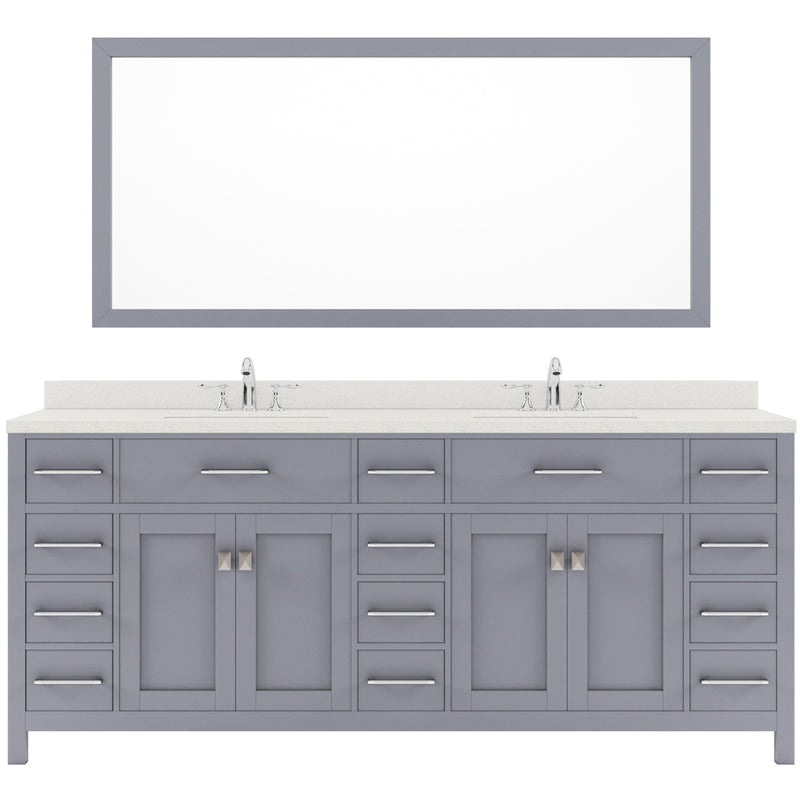 Modern Fittings Caroline Parkway 78" Double Bath Vanity with Quartz Top and Square Sinks Faucets