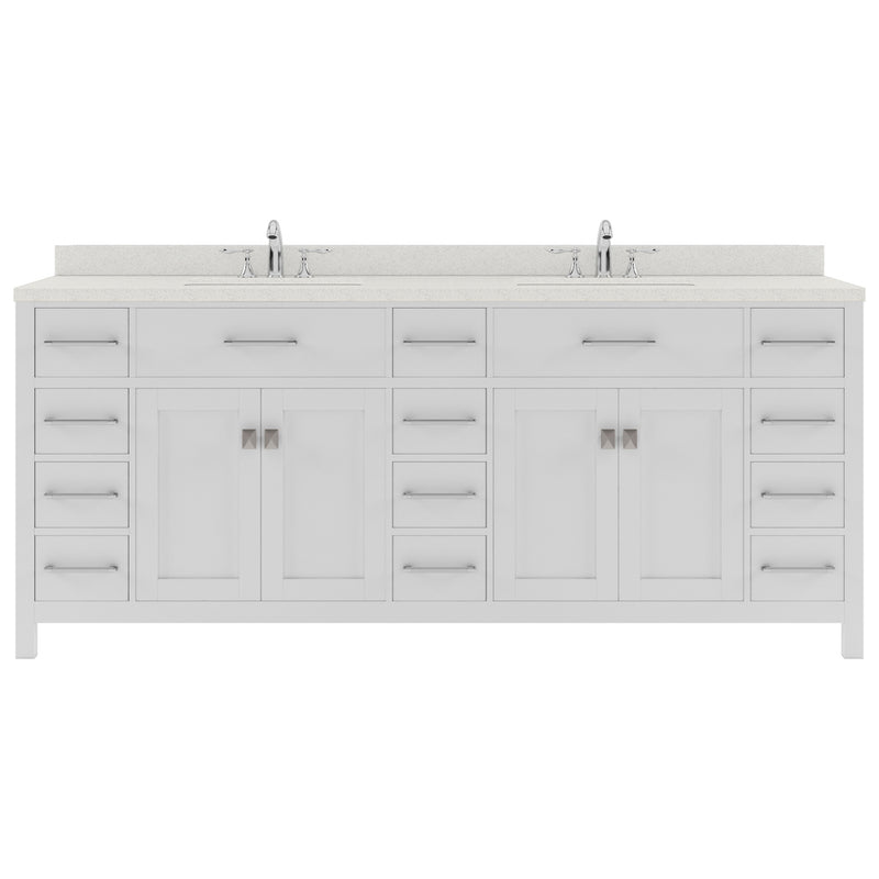 Modern Fittings Caroline Parkway 78" Double Bath Vanity with Quartz Top and Square Sinks