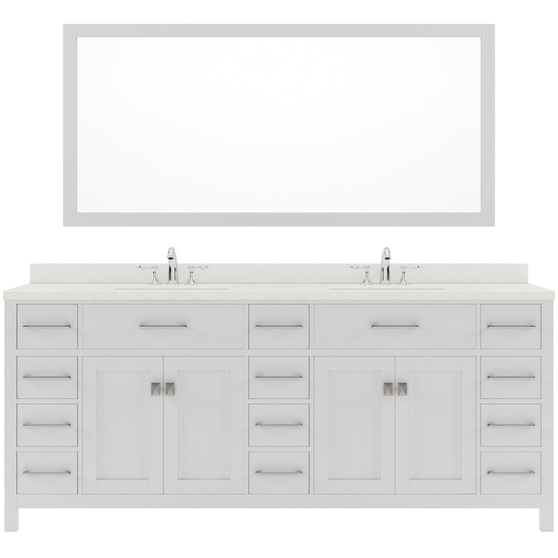 Modern Fittings Caroline Parkway 78" Double Bath Vanity with Quartz Top and Square Sinks Faucets